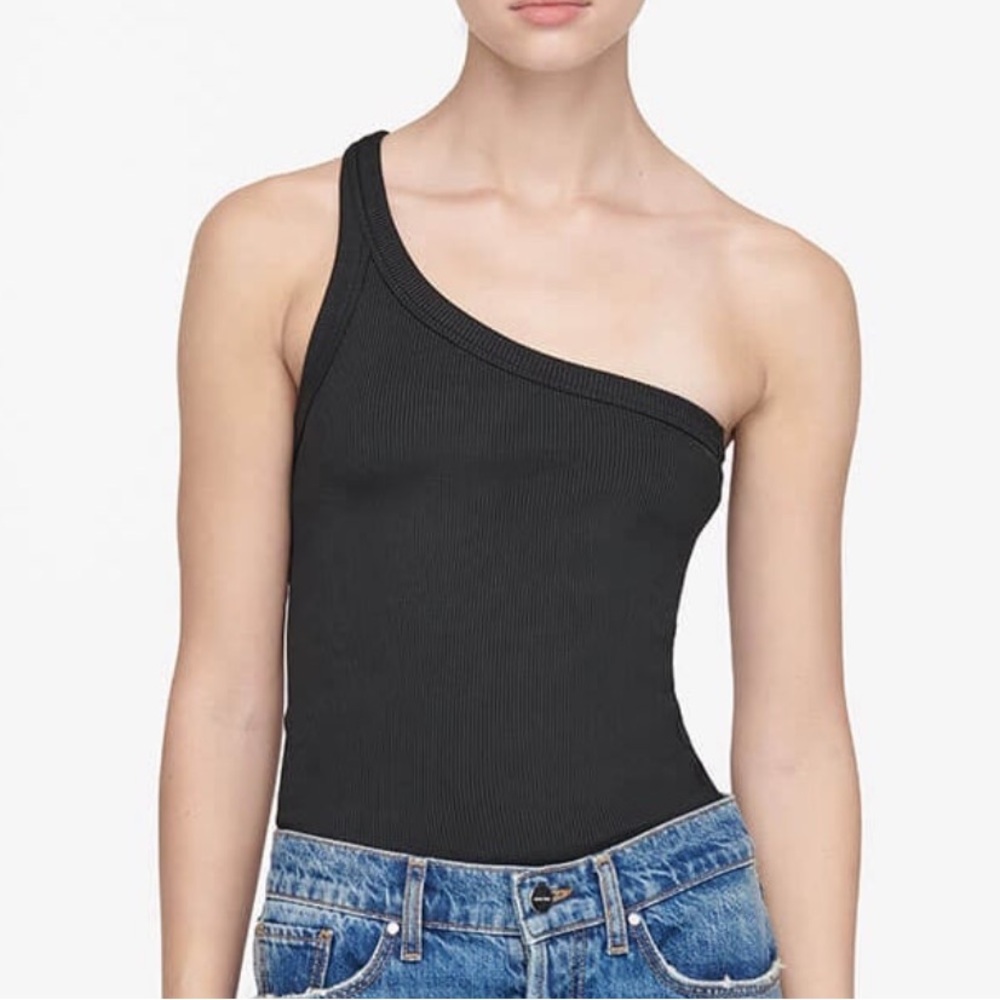 Anine Bing Ren Ribbed Top Black Large